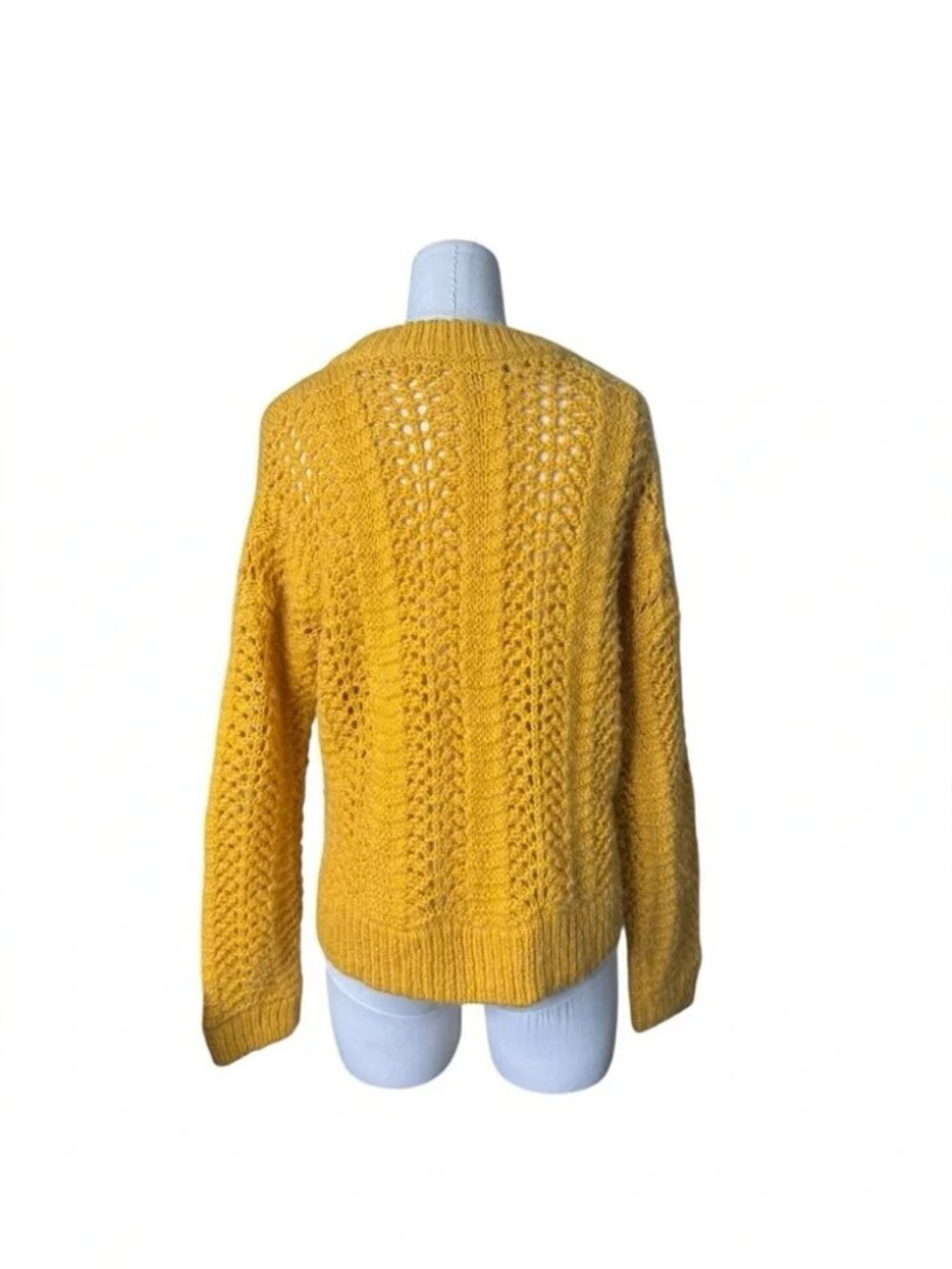 MADEWELL WINDERMERE POINTELLE KNIT MUSTARD SWEATER SIZE - Picture 7 of 7